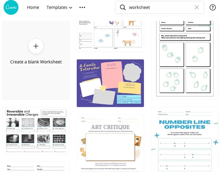 Create worksheets with Canva Pro